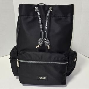 Versace Unisex Black Backpack Sleek Design Durable Material - RARE NEW